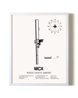 White County Airport airport map poster in oak frame