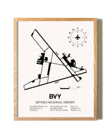 Beverly Regional Airport framed print in natural wood frame