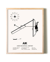 Aiken Regional Airport framed wall art in white frame