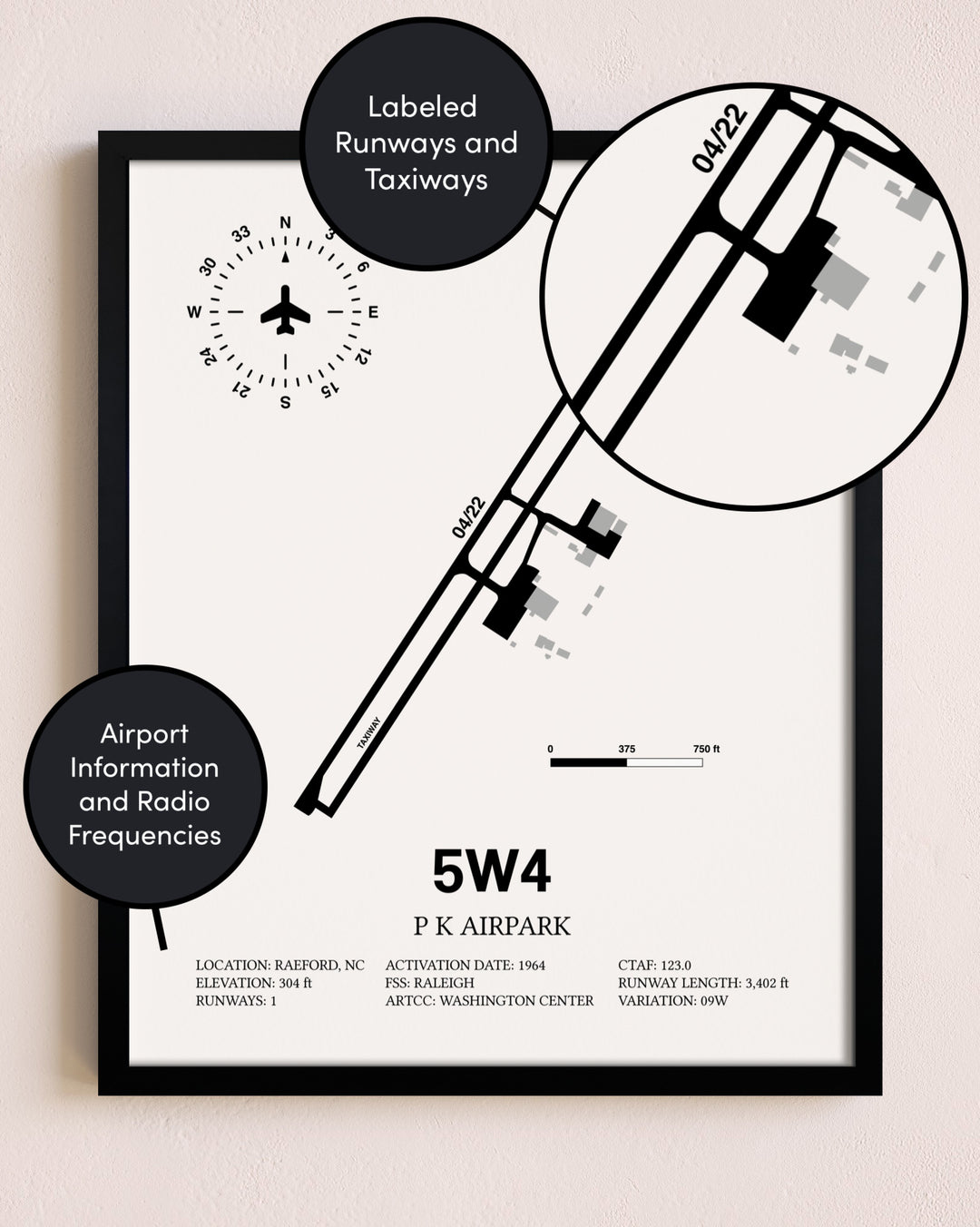 Framed P K Airpark layout wall art poster