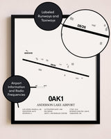 Framed Anderson Lake Airport layout wall art poster