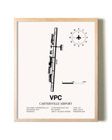 Cartersville Airport framed wall art in white frame