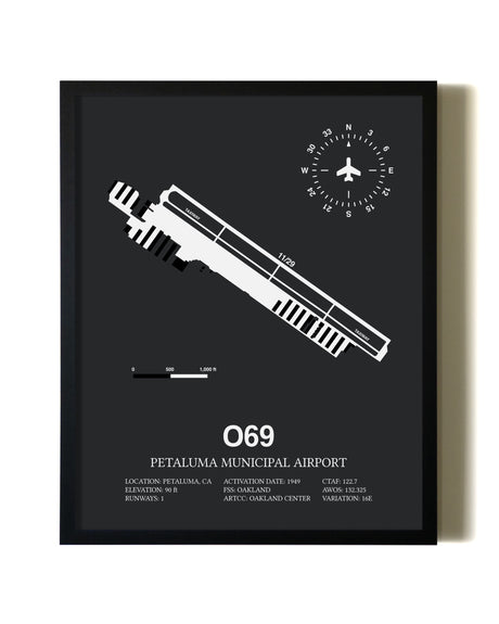 Unframed Petaluma Municipal Airport map print poster