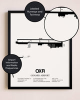 Framed Oxnard Airport layout wall art poster