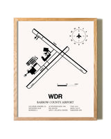 Barrow County Airport framed print in natural wood frame