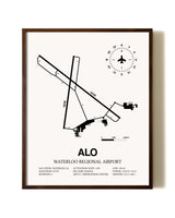 Waterloo Regional Airport aviation print in walnut frame