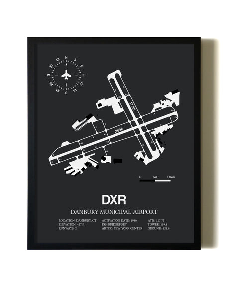 Unframed Danbury Municipal Airport map print poster