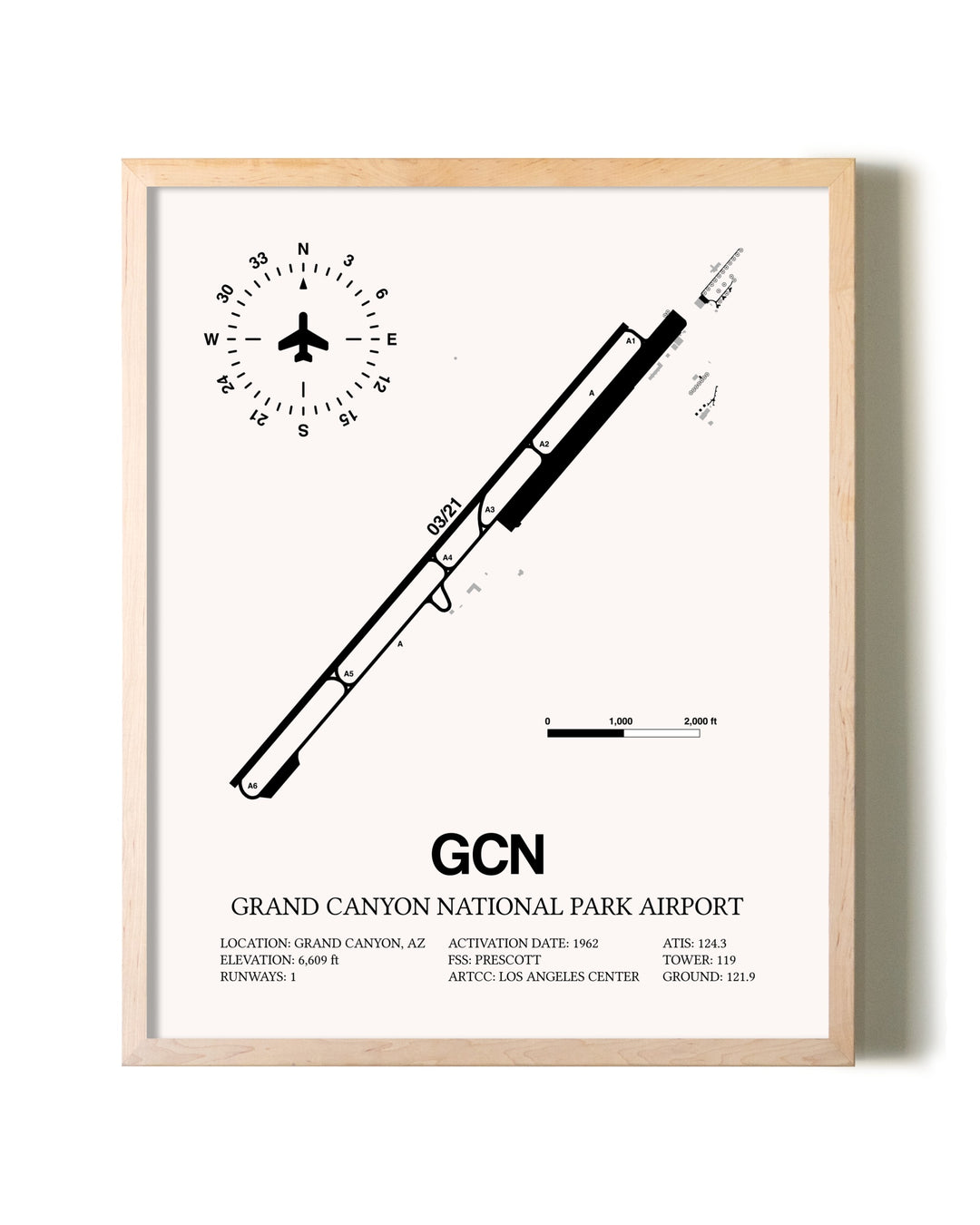 Grand Canyon National Park Airport framed wall art in white frame