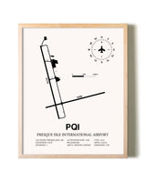 Presque Isle International Airport framed wall art in white frame