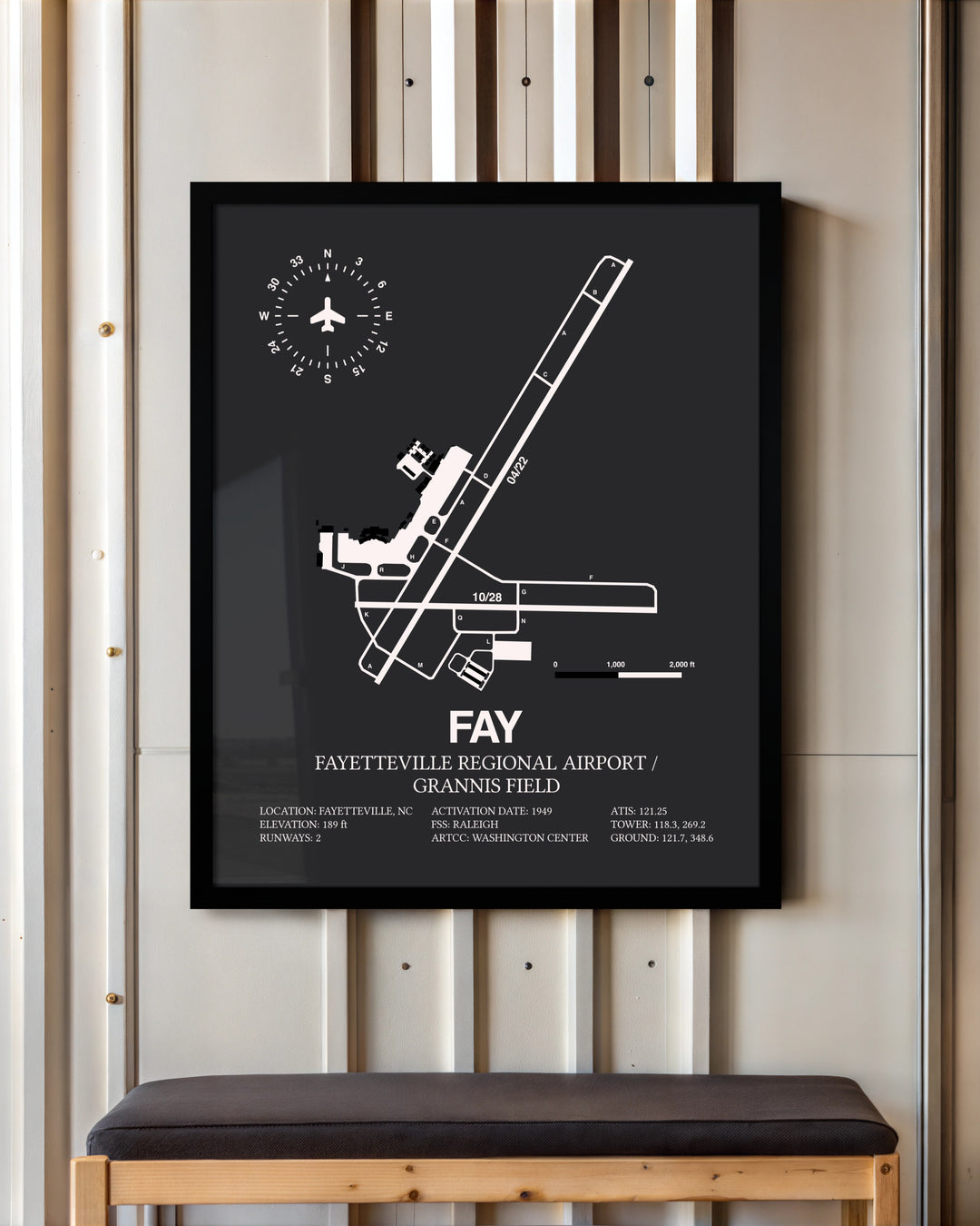 Frame color options for Fayetteville Regional Airport / Grannis Field Wall Art