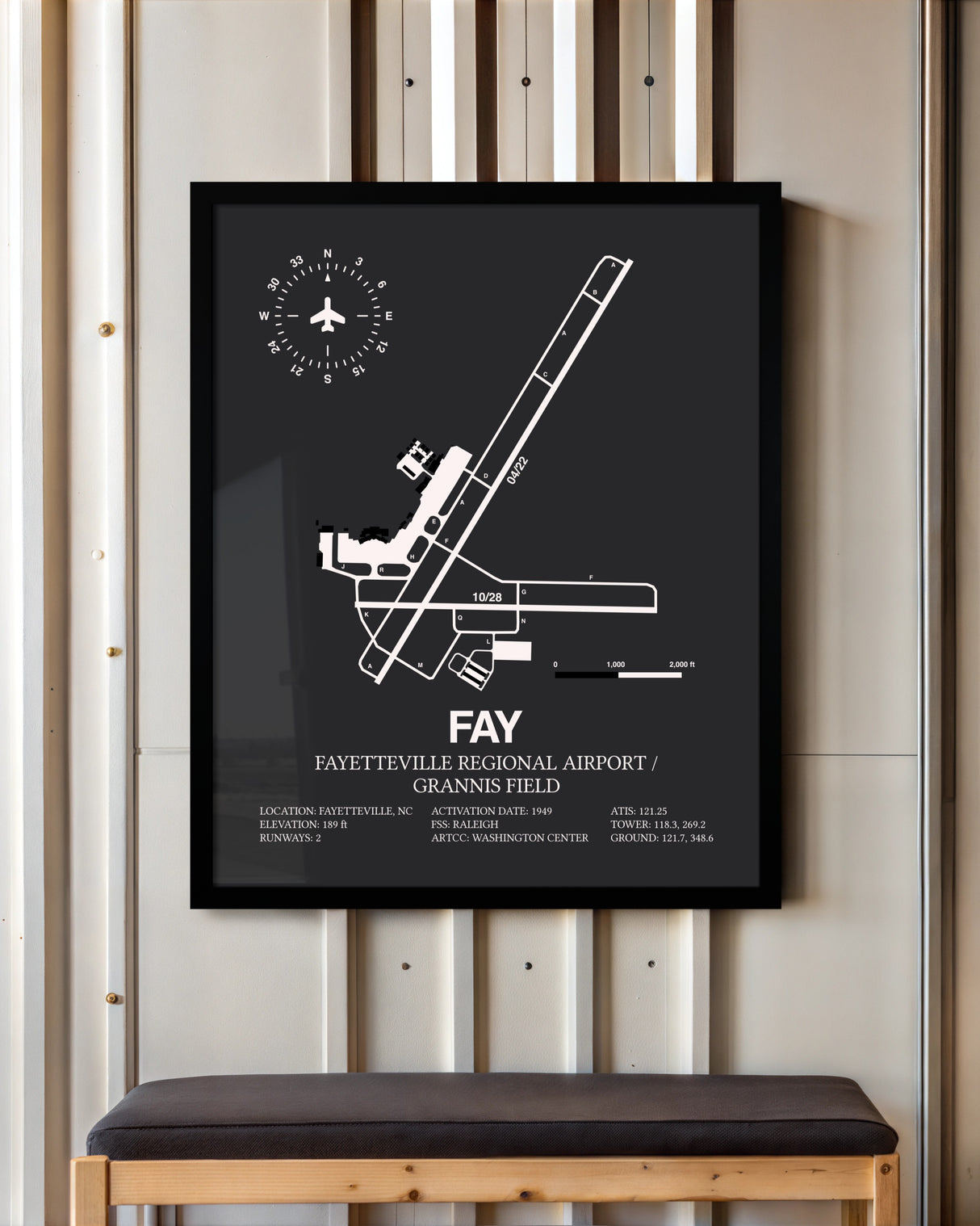 Frame color options for Fayetteville Regional Airport / Grannis Field Wall Art