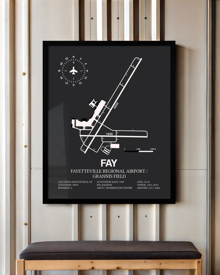 Frame color options for Fayetteville Regional Airport / Grannis Field Wall Art