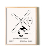 Saratoga County Airport framed wall art in white frame