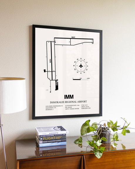 Immokalee Regional Airport aviation wall décor in black wood frame