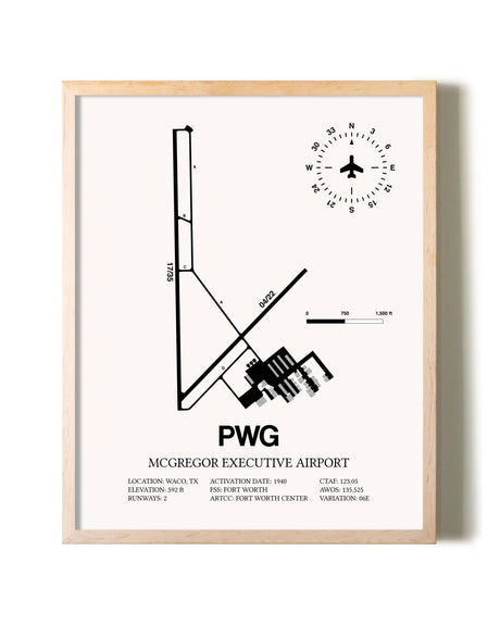 McGregor Executive Airport framed wall art in white frame