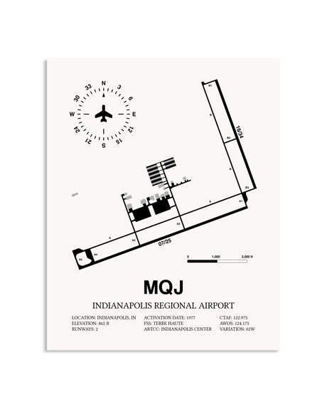 Gray Indianapolis Regional Airport framed poster displayed in an airplane hangar