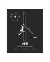 Gray Framed Ada Regional Airport layout wall art poster