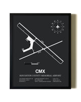 Unframed Houghton County Memorial Airport map print poster