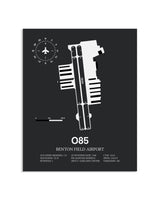 Gray Framed Benton Field Airport layout wall art poster