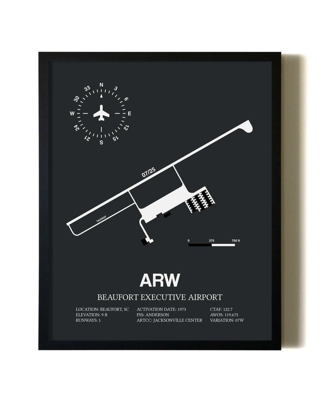 Unframed Beaufort Executive Airport map print poster