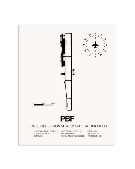 Gray Pinebluff Regional Airport / Grider Field framed poster displayed in an airplane hangar