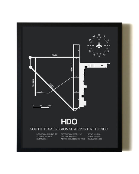 Unframed South Texas Regional Airport At Hondo map print poster