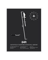 Gray Framed Smithville Crawford Municipal Airport layout wall art poster