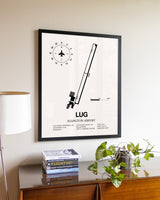 Ellington Airport aviation wall décor in black wood frame