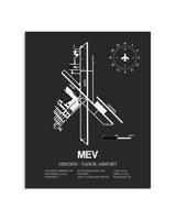 Gray Framed Minden-Tahoe Airport layout wall art poster