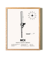 White County Airport framed print in natural wood frame