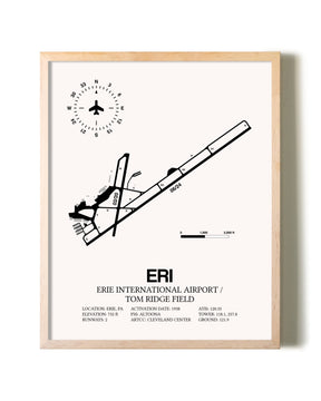 Erie International Airport / Tom Ridge Field framed wall art in white frame
