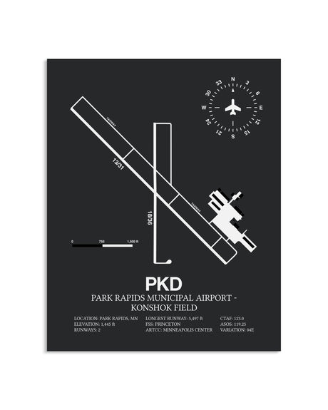 Gray Framed Park Rapids Municipal Airport-Konshok Field layout wall art poster