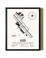 Framed Newnan Coweta County Airport wall art poster in black frame