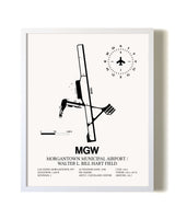Morgantown Municipal Airport / Walter L. Bill Hart Field airport map poster in oak frame