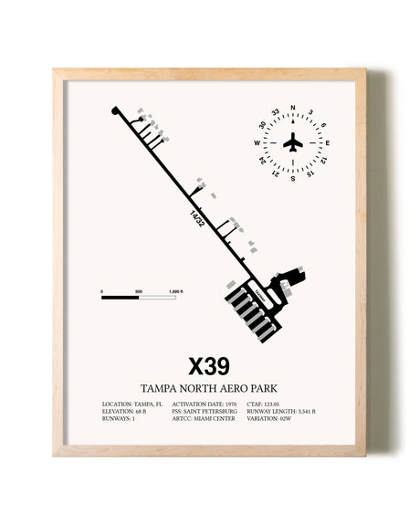 Tampa North Aero Park framed wall art in white frame