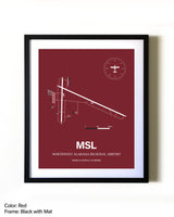 Northwest Alabama Regional Airport aviation wall décor in black wood frame
