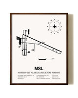 Northwest Alabama Regional Airport aviation print in walnut frame
