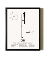 Framed West Fargo Municipal Airport wall art poster in black frame