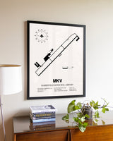 Marksville Municipal Airport aviation wall décor in black wood frame