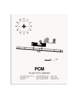 Gray Plant City Airport framed poster displayed in an airplane hangar