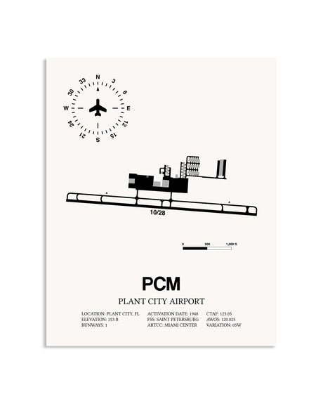Gray Plant City Airport framed poster displayed in an airplane hangar