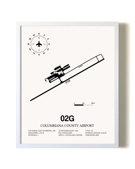 Columbiana County Airport airport map poster in oak frame