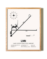 Lake County Executive Airport framed print in natural wood frame