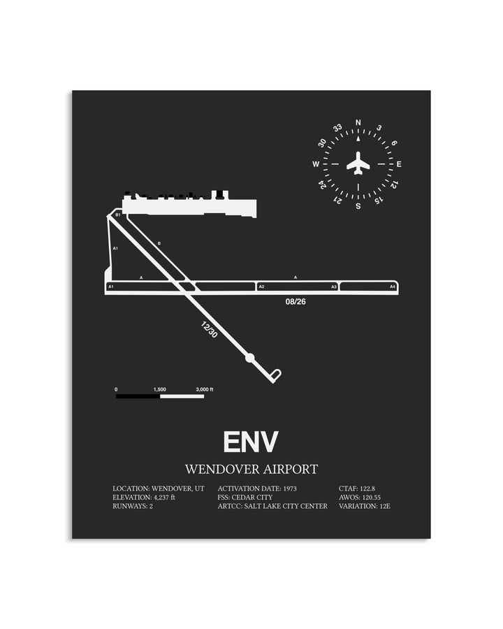 Gray Framed Wendover Airport layout wall art poster