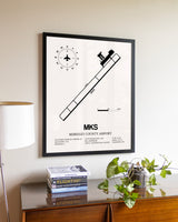 Berkeley County Airport aviation wall décor in black wood frame