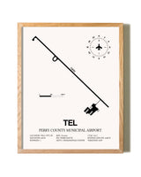 Perry County Municipal Airport framed print in natural wood frame