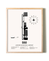 Auburn Municipal Airport framed wall art in white frame