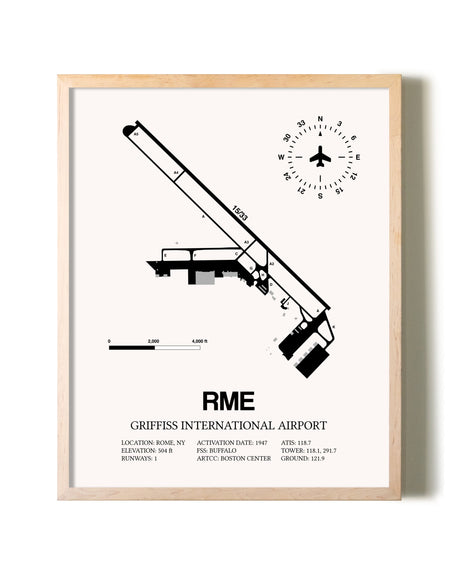 Griffiss International Airport framed wall art in white frame