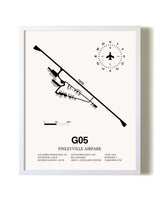 Finleyville Airpark airport map poster in oak frame