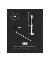 Gray Framed Great Bend Municipal Airport layout wall art poster